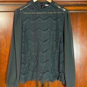 Forever 21 Sheer/Lace Blouse. Black. Medium.